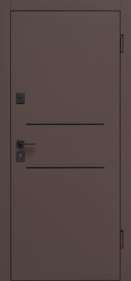 Вхідні двері Форт Нокс - ”Гранд Темпо” матовый цинк коричневий 8019+молдинги / матовий цинк коричневий