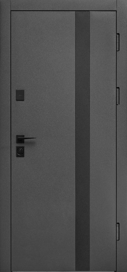 Вхідні двері Форт Нокс - Форт Нокс ”Крафт” матовий сірий 7024 зі склом / астана пильно-сірий горизонт