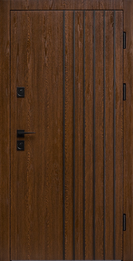 Вхідні двері Форт Нокс - Форт Нокс ”Троя Стріт” дуб золотий (метал) / спил дерева медовий (МДФ)