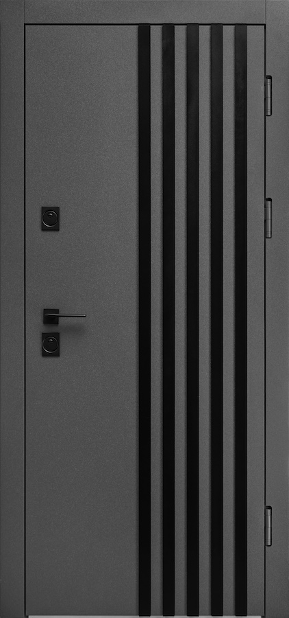 Вхідні двері Форт Нокс - Форт Нокс ”Троя Стріт” матовий сірий 7024 (метал) + 3D труби / шифер сірий (МДФ)