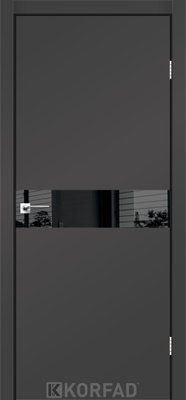 Міжкімнатні двері KORFAD Каркасно-щитові двері GLASS LOFT PLATO GLP-01, 700 х 2000, Super PET антрацит, Lacobel чорний лак