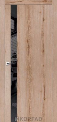 Міжкімнатні двері KORFAD Каркасно-щитові двері GLASS LOFT PLATO GLP-02, 800 х 2000, Дуб тобакко, Lacobel чорний лак