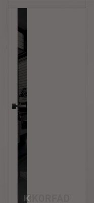 Міжкімнатні двері KORFAD полотно ROISEL 800 х 2012, RAL 7036 Сірий (INSIDE), Чорне скло
